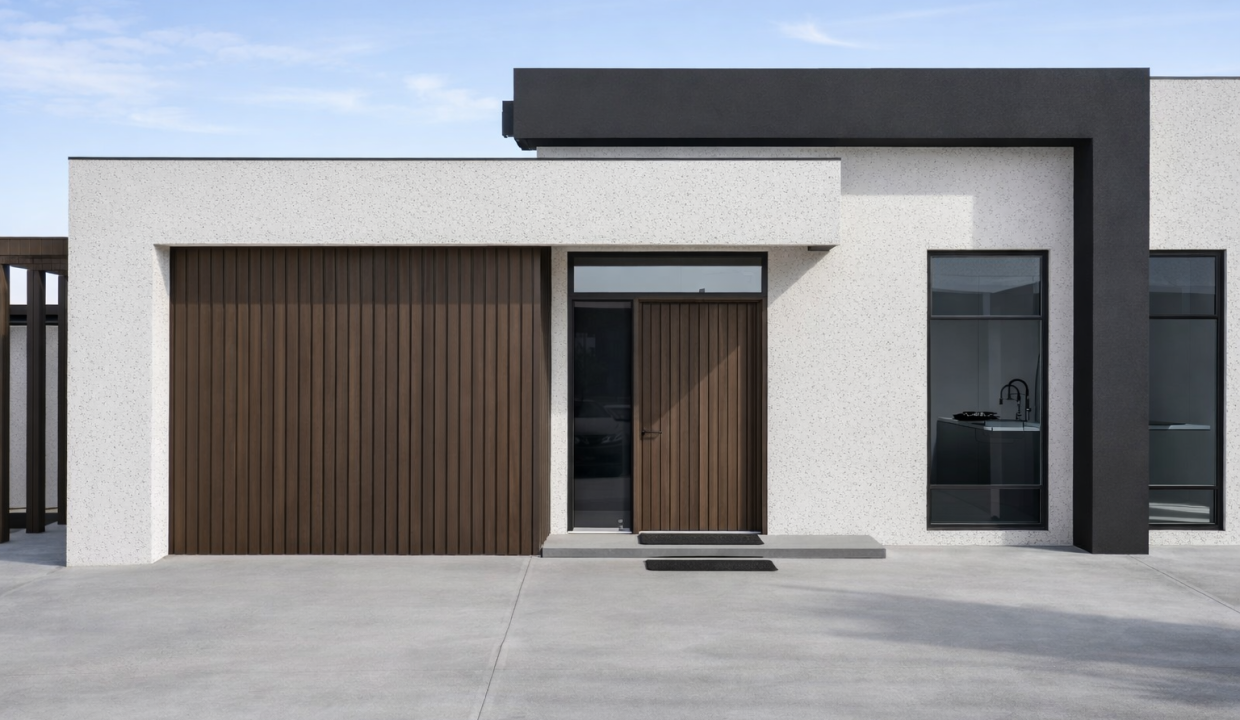 Modern minimalist home with wooden accents