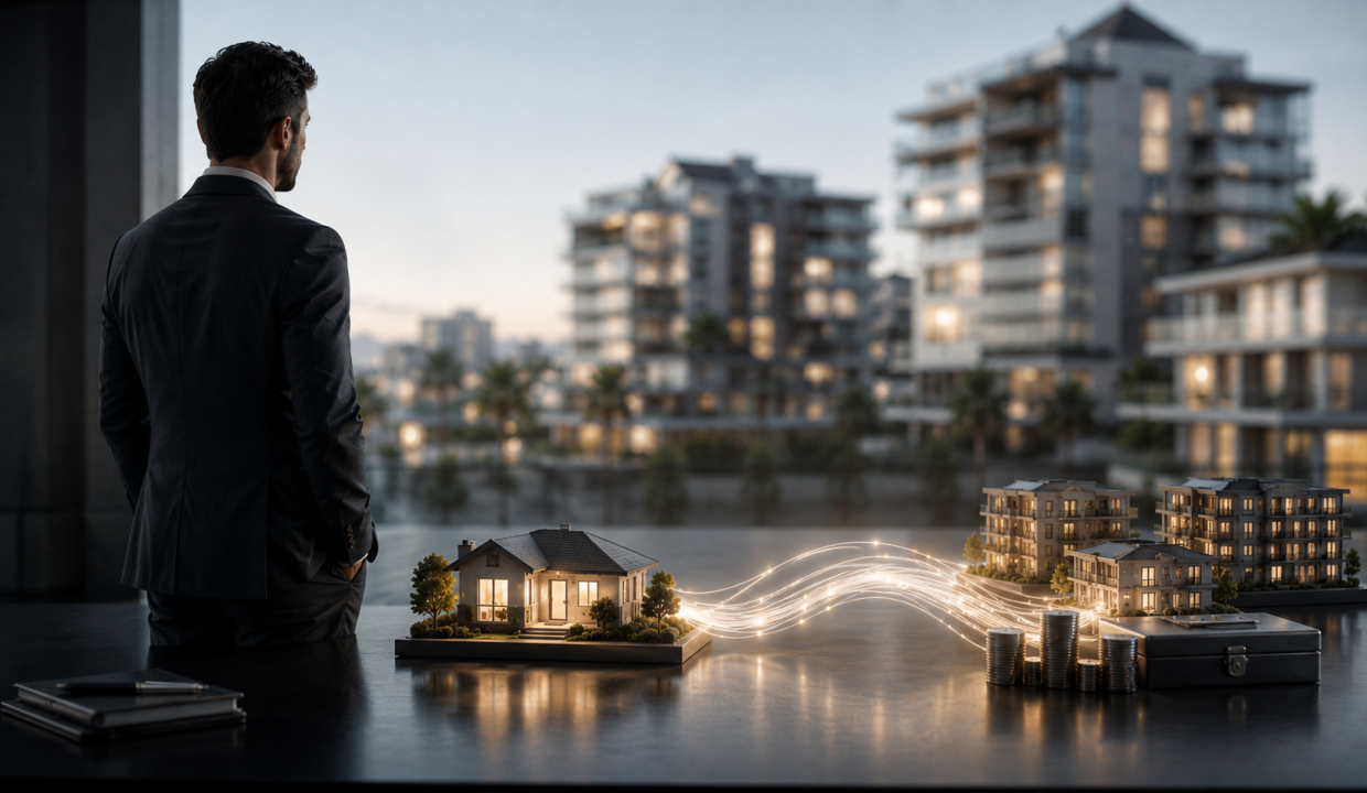 Property investor evaluating a high-performing rental property with stable cash flow and long-term investment potential in a modern real estate portfolio.