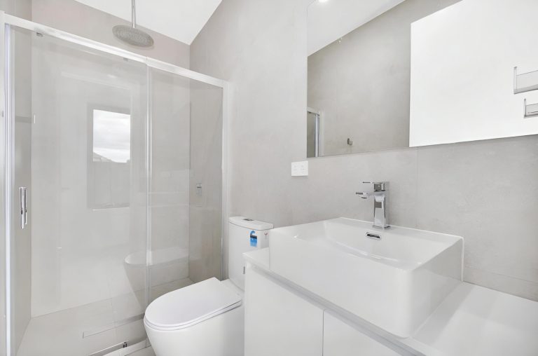 Ensuite with shower, toilet and vanity at the Deer Park rooming house